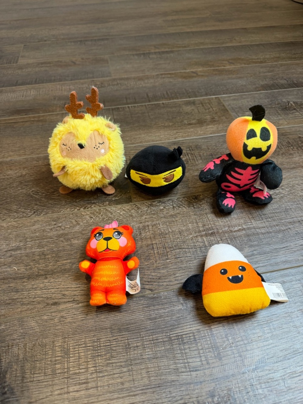 🎃 Halloween Plush Toy Bundle – Candy Corn, Pumpkin Skeleton, Ninja & More